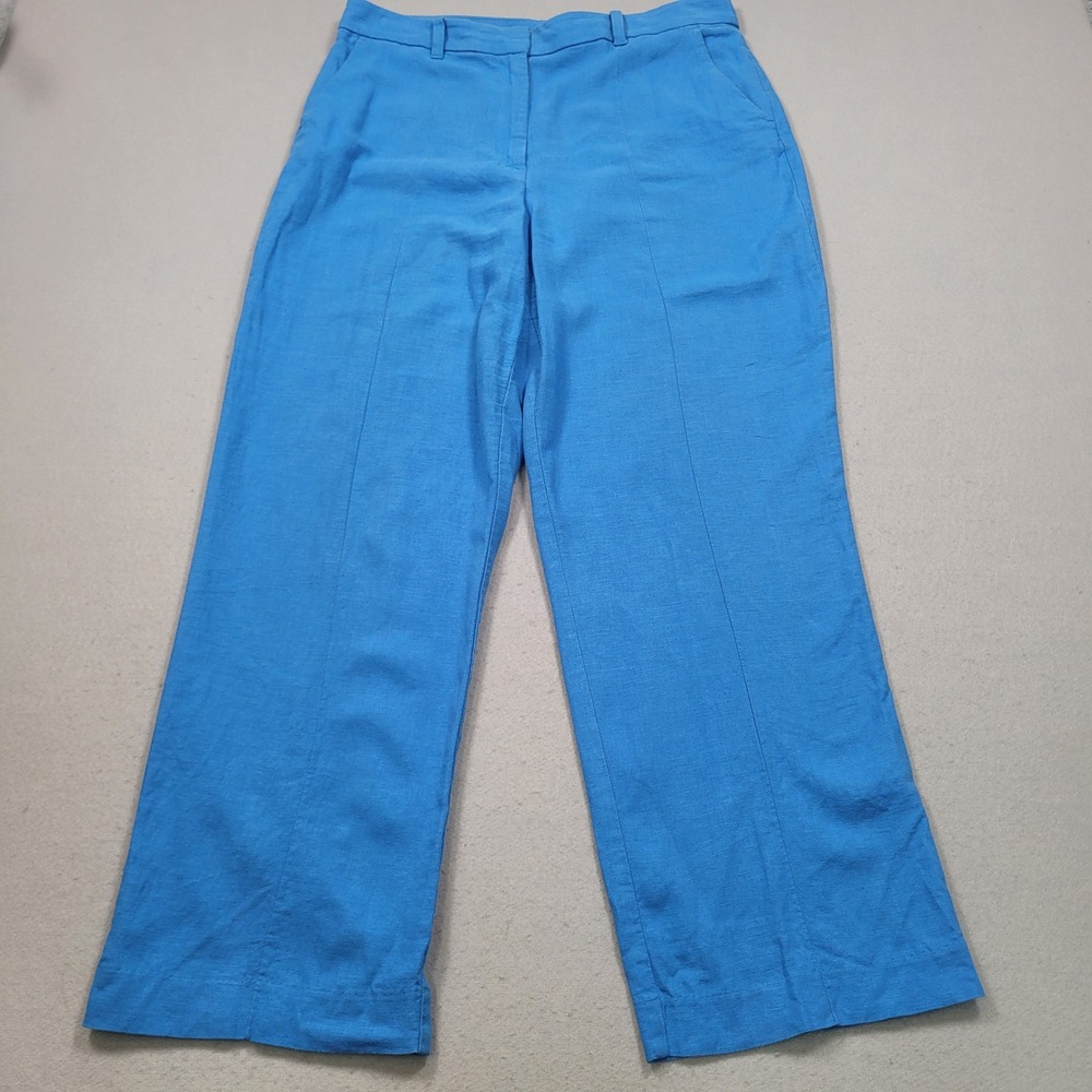 Ann Taylor Factory Blue Linen Blend Wide Leg Trousers Size 12 612109 SU23